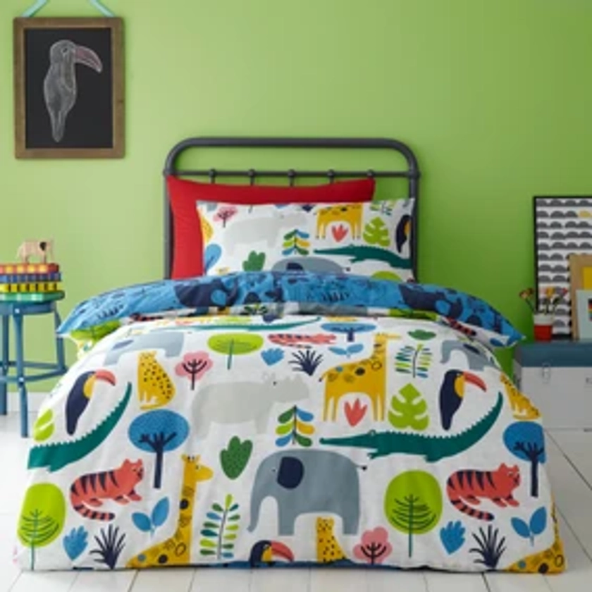 Elements Jungle 100% Cotton Reversible Duvet Cover and Pillowcase Set