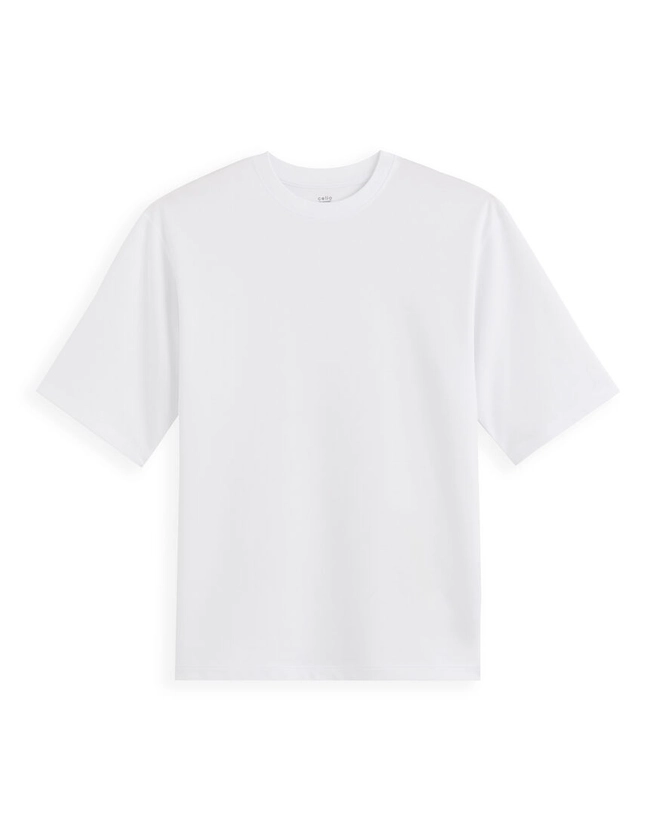 T-shirt oversize col rond en coton mélangé - blanc | celio be normal