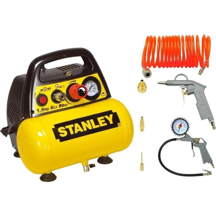 Compresseur sans huile 6l + kit pneumatique Stanley