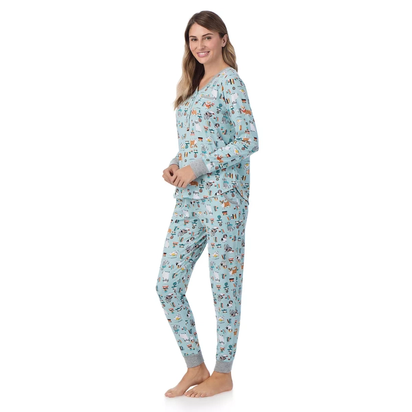 Women's Cuddl Duds® Cozy Long Sleeve Henley Pajama Top and Pajama Pants Set