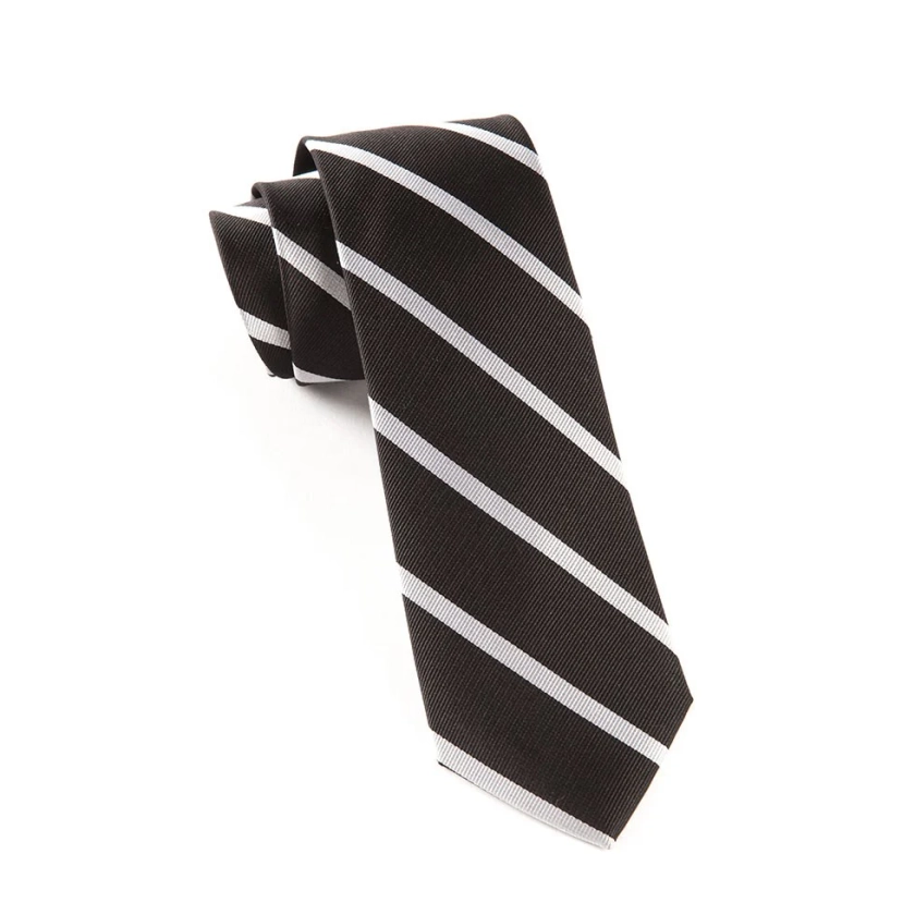 Trad Stripe Black Tie | Silk Ties | Tie Bar