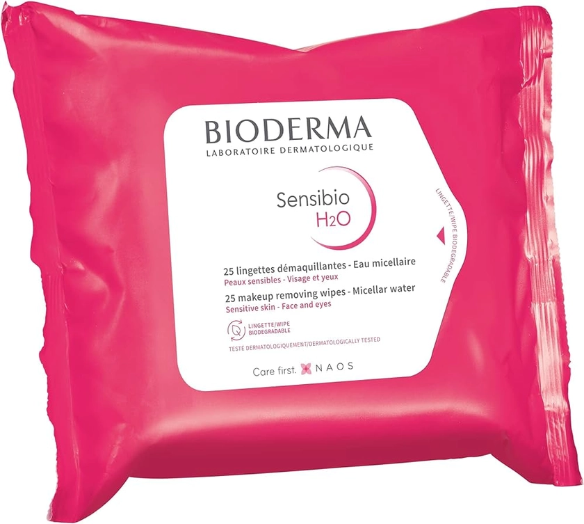 Amazon.com: Bioderma - Sensibio H2O - Biodegradables Wipes - Cleansing and Make-Up Removing - Skin Soothing - for Sensitive Skin - 25 Wipes : Beauty & Personal Care