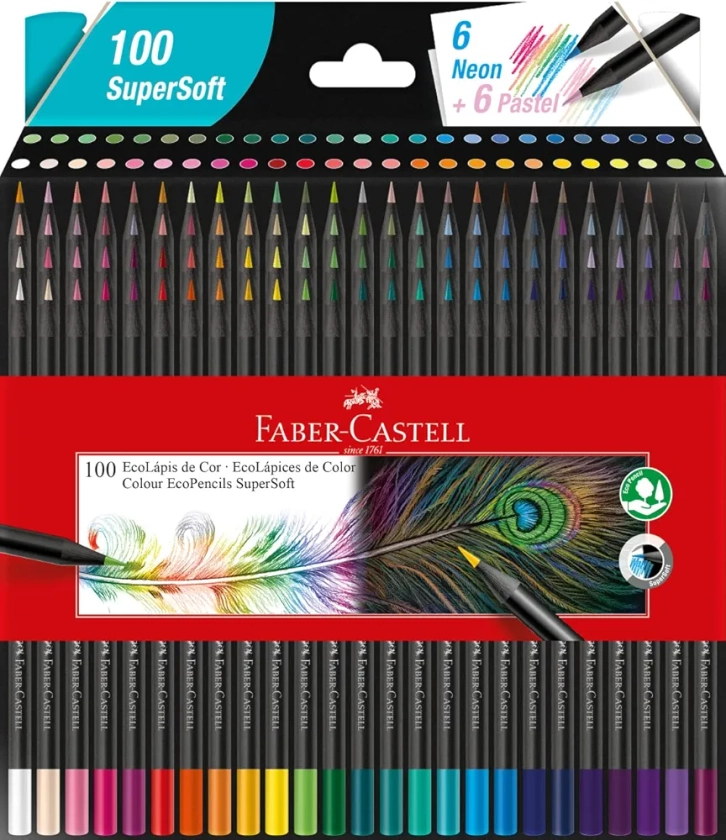 Lápis de Cor, Faber-Castell, EcoLápis Supersoft, 1207100SOFT, 100 Cores | Amazon.com.br