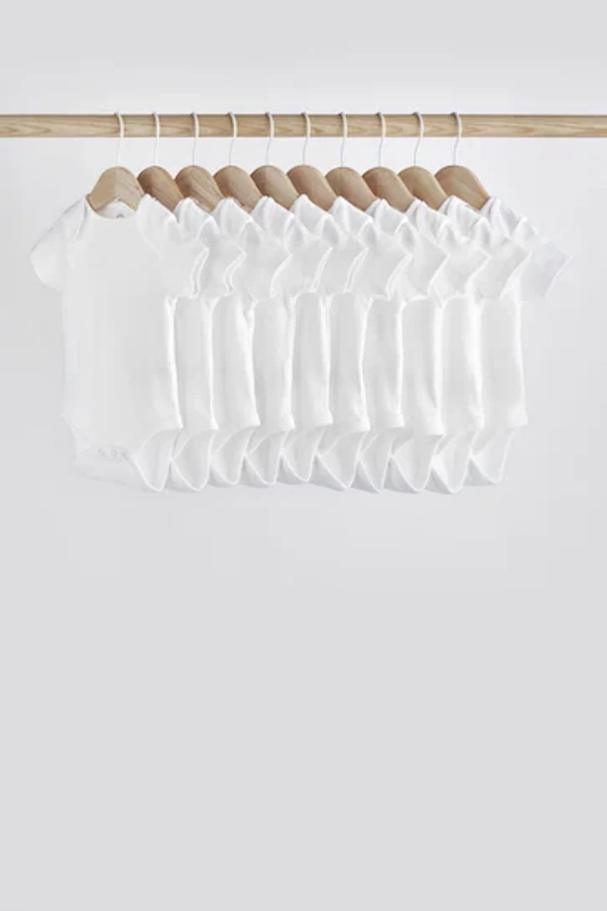 White Essential 10 Pack Baby Short Sleeve Bodysuits