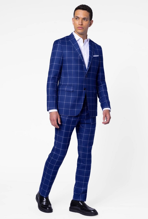 Custom Suits Made For You - Durham Windowpane Navy Suit | INDOCHINO