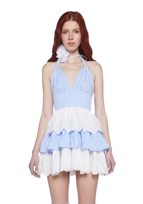 Call Me Yours Babydoll Dress - Blue Gingham