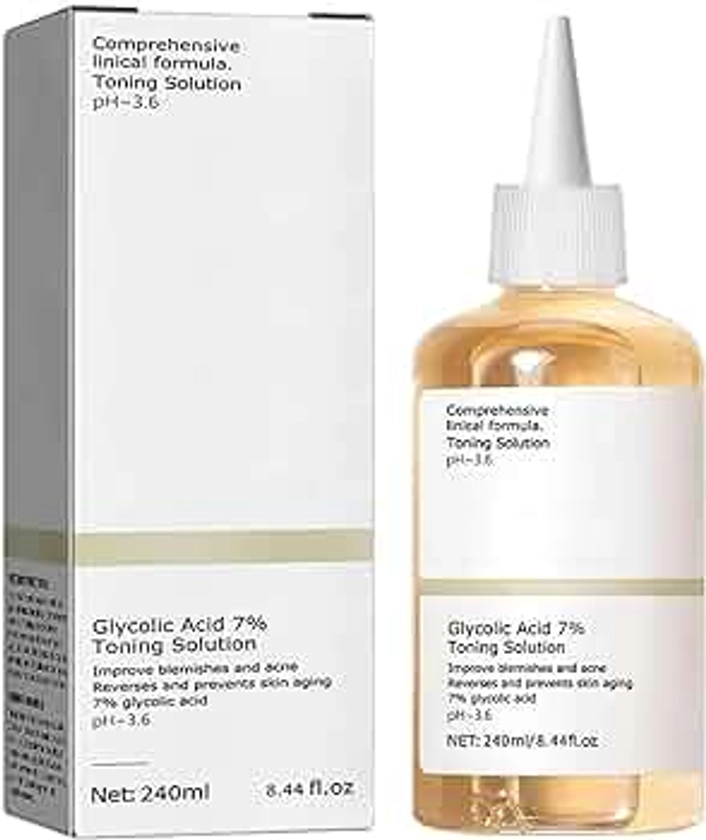 240ML Glycolic Acid 7% Toner,Glycolic Sour 7% Toning,Exfoliate,and Rejuvenate Your Skin, Solution for Blemishes and Acne(8.12 fl.oz)