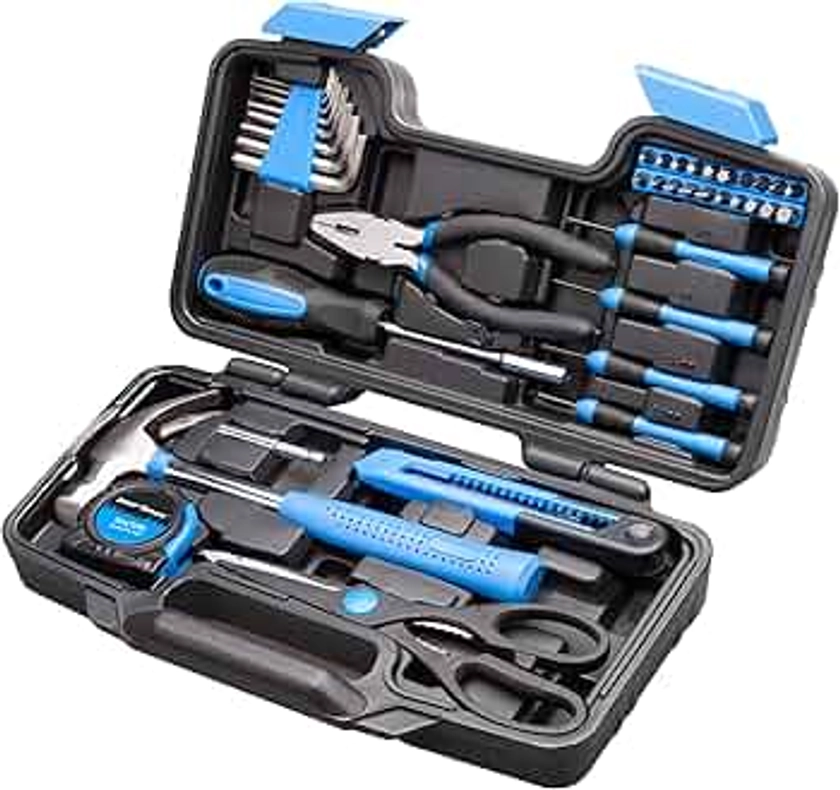 CARTMAN 39piece Cutting Plier Tool Set General Household Kit with Plastic Toolbox Storage Case Blue