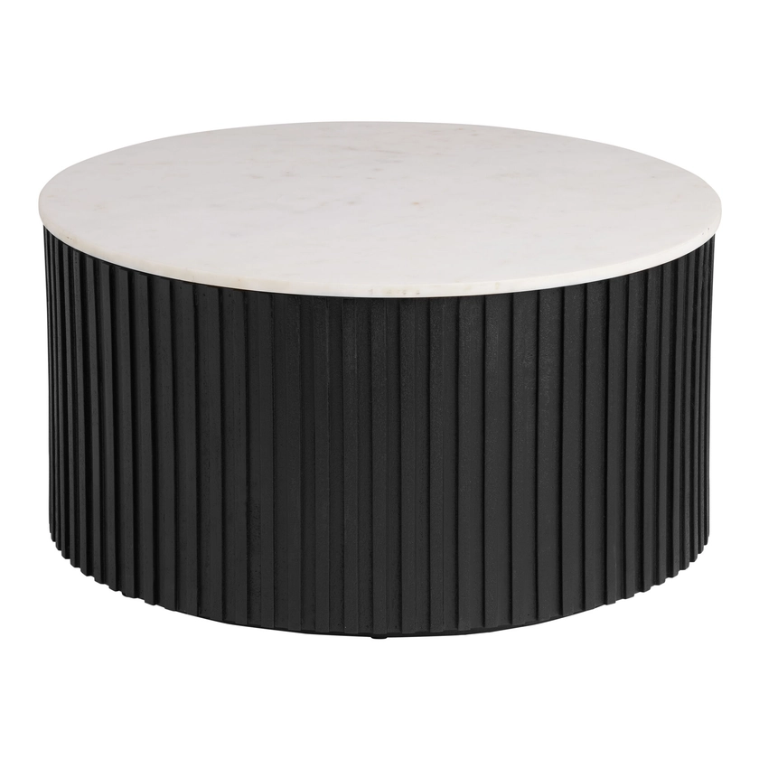 Corey Round Onyx Wood Marble Top Fluted Coffee Table - World Market