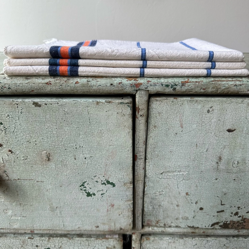 French Tea Towel Orange and Blue — SJL Featherstone