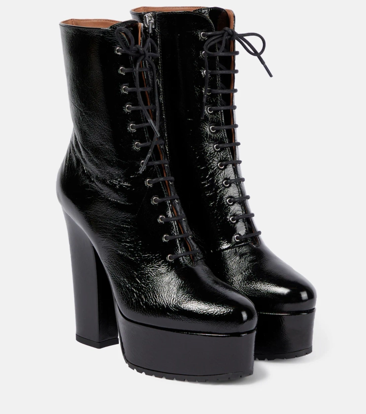 Leather platform ankle boots in black - Alaia | Mytheresa
