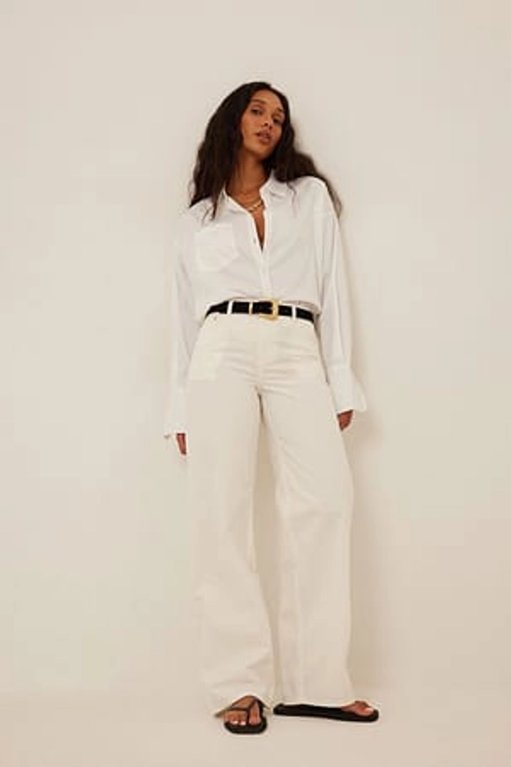 Loose Cotton Trousers Offwhite