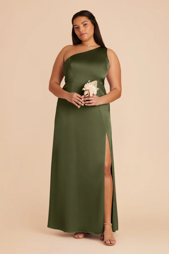 Kira Matte Satin Dress - Olive