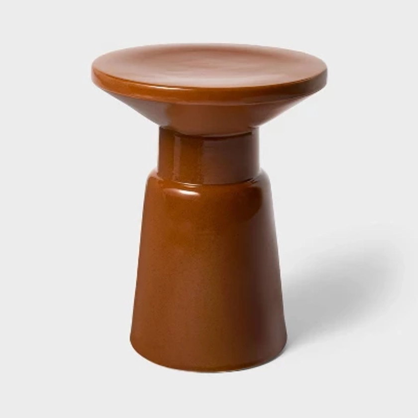 Ceramic Accent Table Brown - Threshold™ designed with Studio McGee: Glazed No Assembly Round Furniture, 200lb Capacity