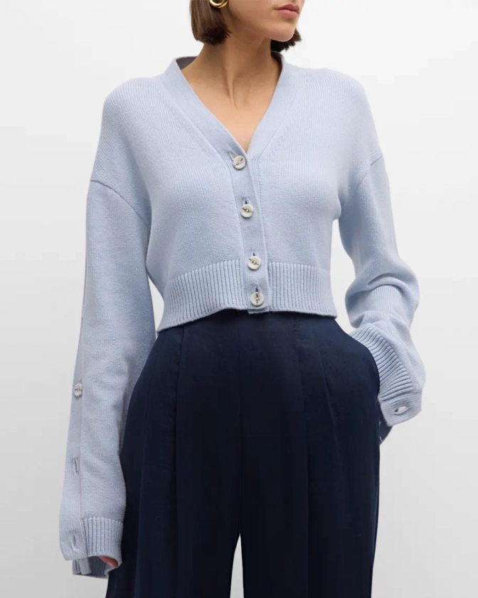 ADEAM Portofino Cropped Cardigan with Button Detail