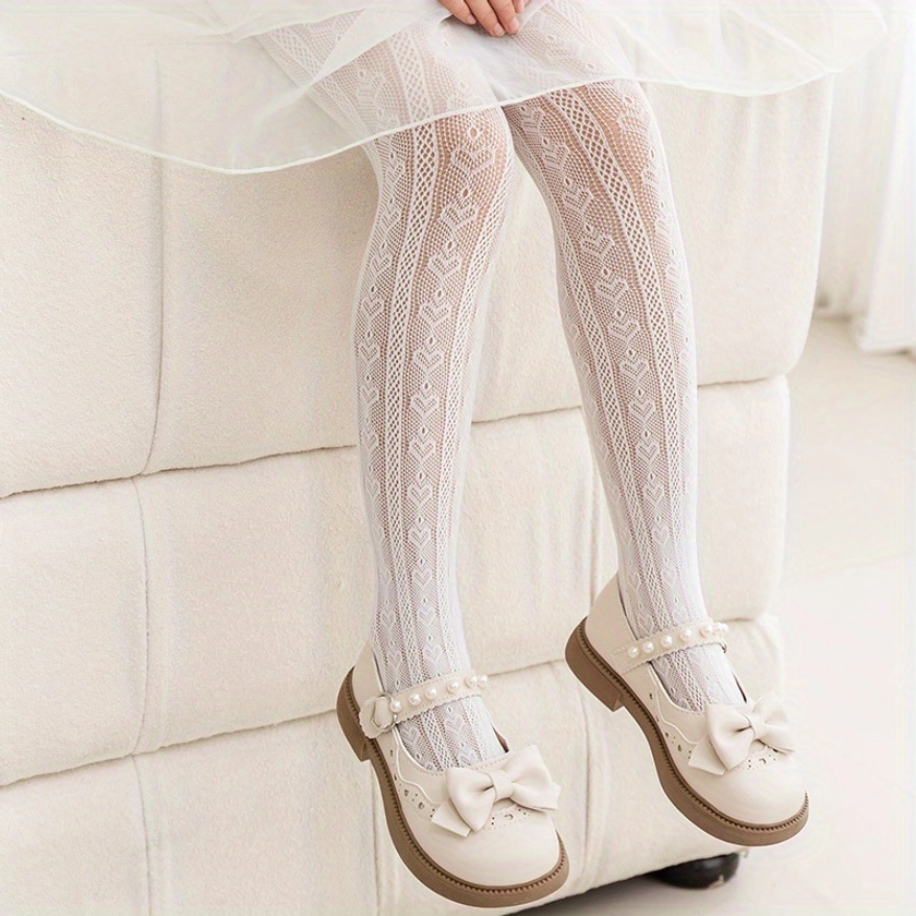 Girls Heart Lace Pantyhose, Breathable Comfortable Stocking Socks For Kids Children Toddlers
