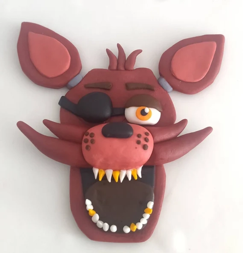 2D Foxy Fondant topper with 3D effects. 4" , 6" and 8 inches available