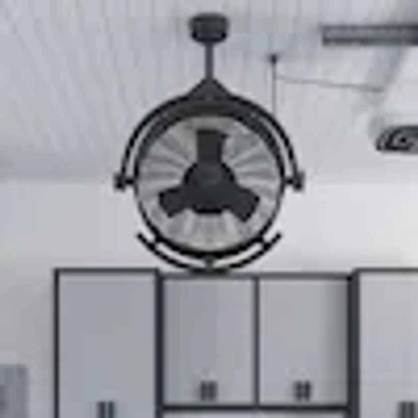 Harbor Breeze Cohort Garage Fan 18-in Matte black Indoor/Outdoor Ceiling Fan (3-Blade) Lowes.com