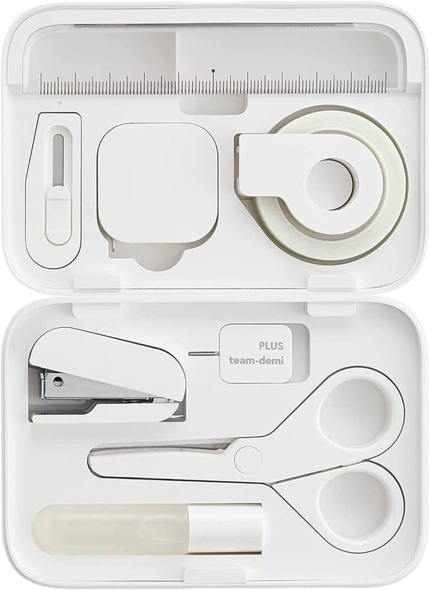 Amazon.com: Plus Stationery Kit team-demi White (Scissors, stapler, tape, liquid glue, cutter, ruler, tape measure, pin for SIM card replacement) TD-001 30-210 With Original Stylus Ballpoint Touch Pen : Arts, Crafts & Sewing