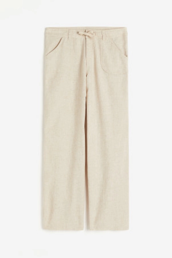 Pantalon droit en lin mélangé - Blanc - FEMME | H&M FR