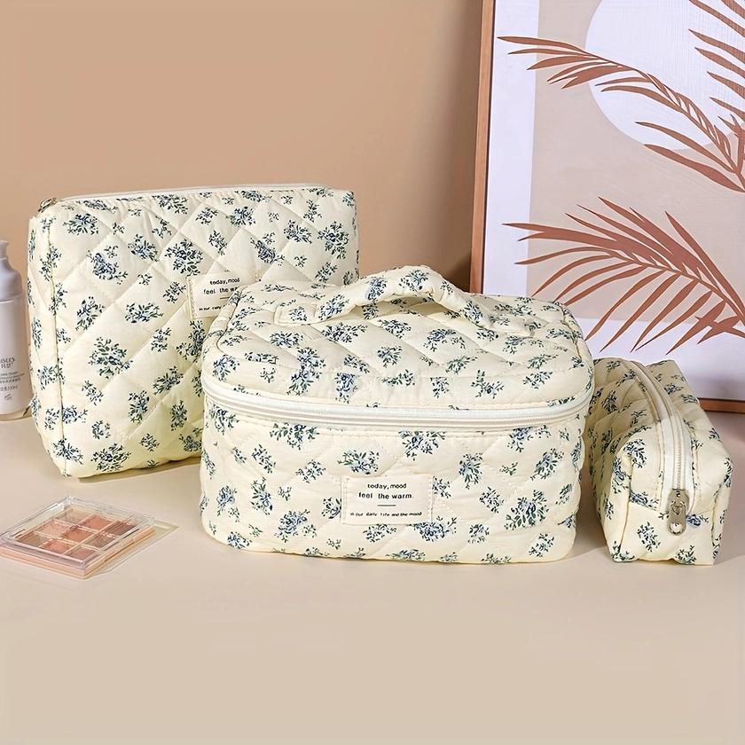 Floral Cosmetic Bags Large Capacity Travel Makeup Pouches - Temu