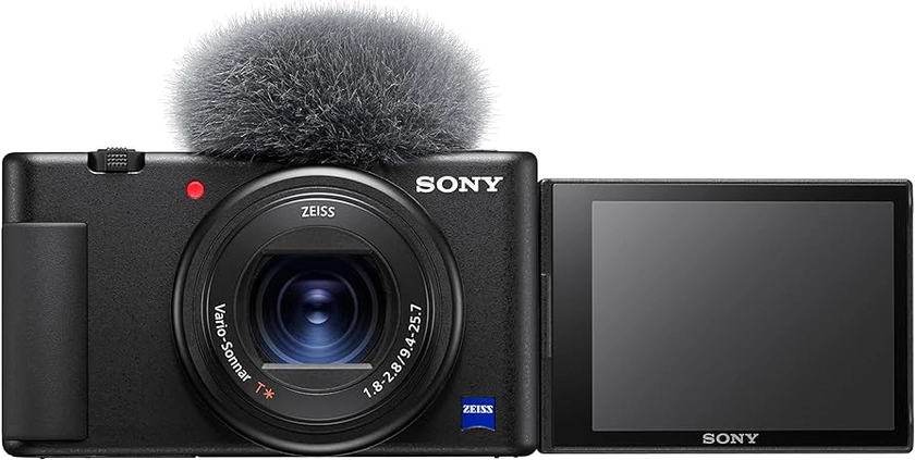 Sony - Cámara vlogging (Eye AF con Seguimiento a Tiempo Real, detección de Fases, prioridad a rostros en Auto Exposición, para Vlogger, Video 4K, Filtro Piel Suave, Micro direccional) Negro