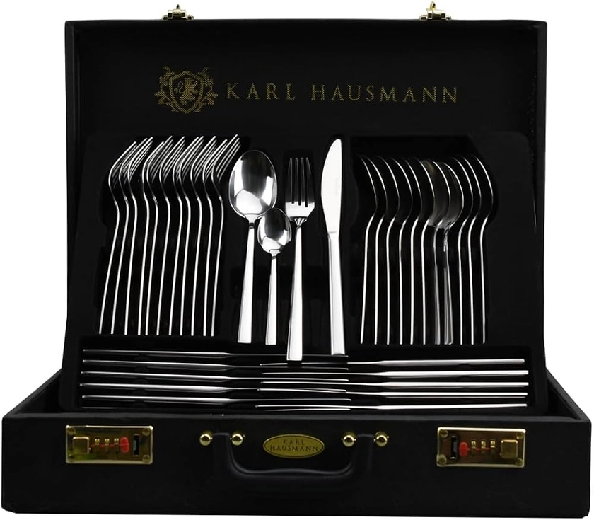 Silverware, Set de couverts pour 12 personnes, 72 pièces, en acier inoxydable, avec mallette avec couverts et pelle à tarte, passe au lave-vaisselle, Silverware : Amazon.fr: Cuisine et Maison