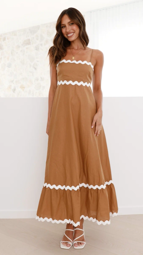 Brodey Midi Dress - Tan/White - Buy Women's Dresses - Billy J