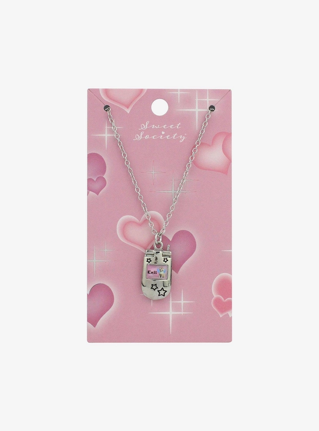 Sweet Society Cat Flip Phone Pendant Necklace