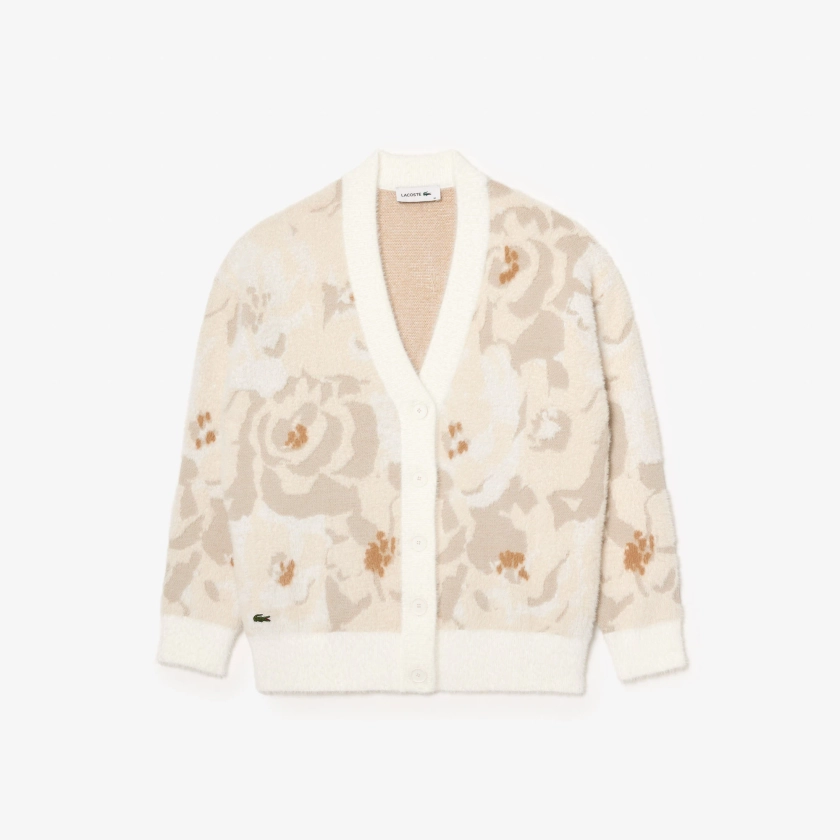 Cardigan jacquard intarsia motif floral