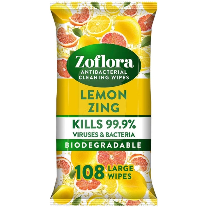Zoflora Anti-Bacterial Cleaning Wipes 108pk - Lemon Zing