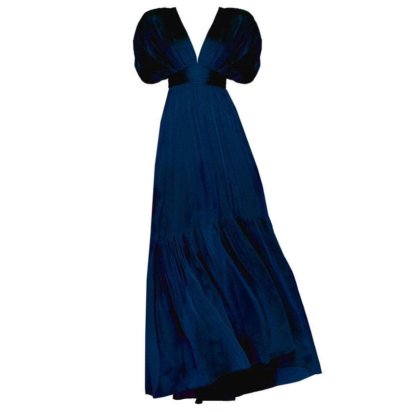 Lerena Chiffon Evening Gown Navy Blue by Angelika Jozefczyk