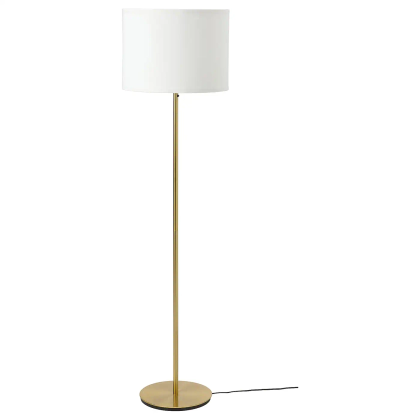 RINGSTA / SKAFTET floor lamp, white/brass - IKEA