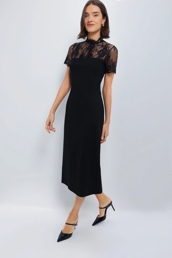 Black Lace Agatha Midi Dress | Hyacinth House