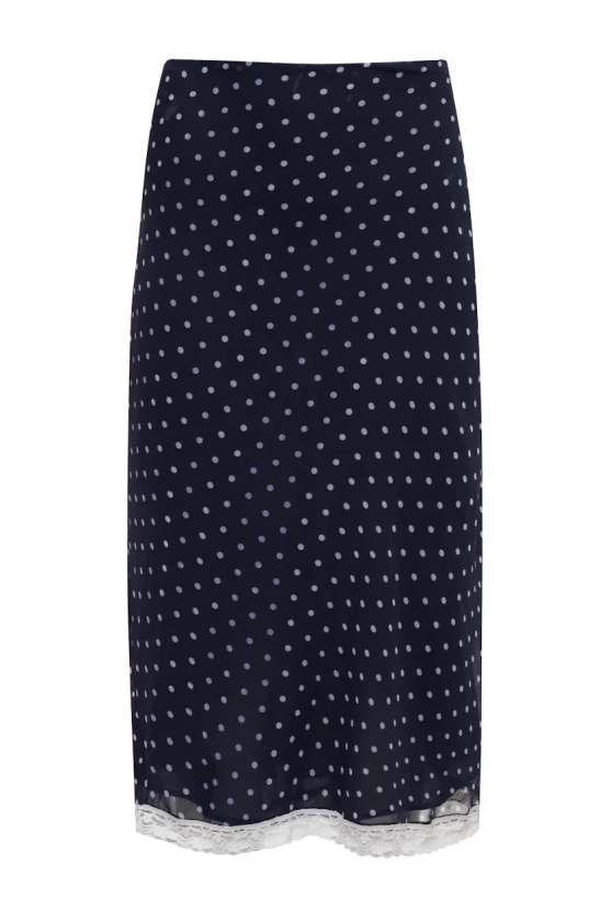 Roxy Skirt in Navy Polka Dot