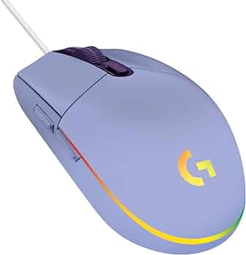 Logitech G203 LIGHTSYNC Gaming Mouse with Customizable RGB Lighting, 6 Programmable Buttons, Gaming Grade Sensor, 8K DPI Tracking, Lightweight - Lilac