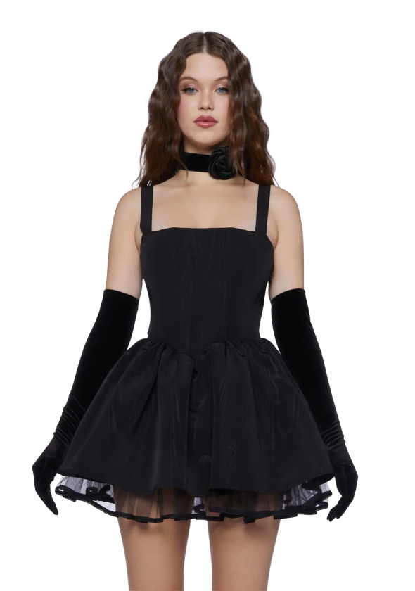 Sugar Thrillz Taffeta Corset Dress - Black