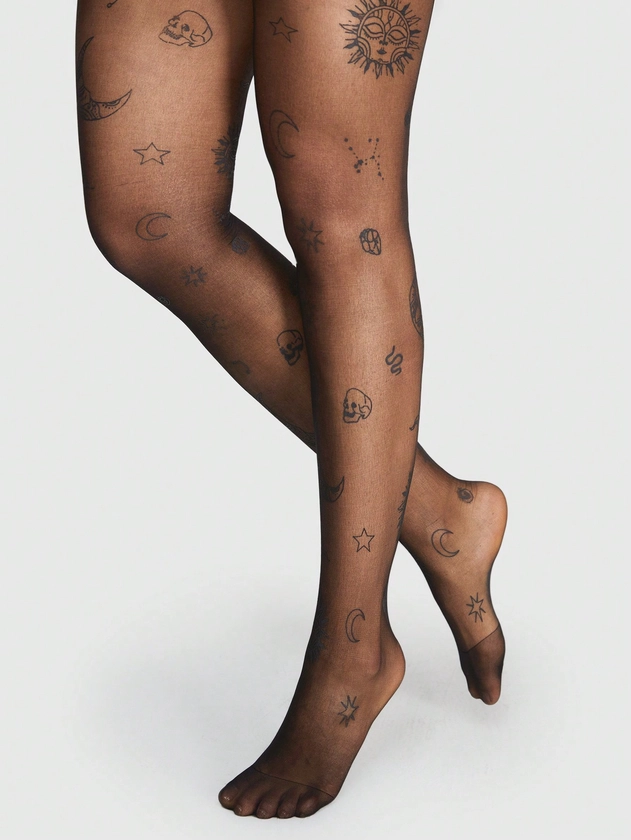 ROMWE Goth 1pc Fun Printed Pantyhose (Requires Photo Editing)