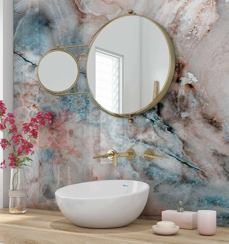 Blush Pink Blue Grey Stone Marble Acrylic Shower Wall Panel