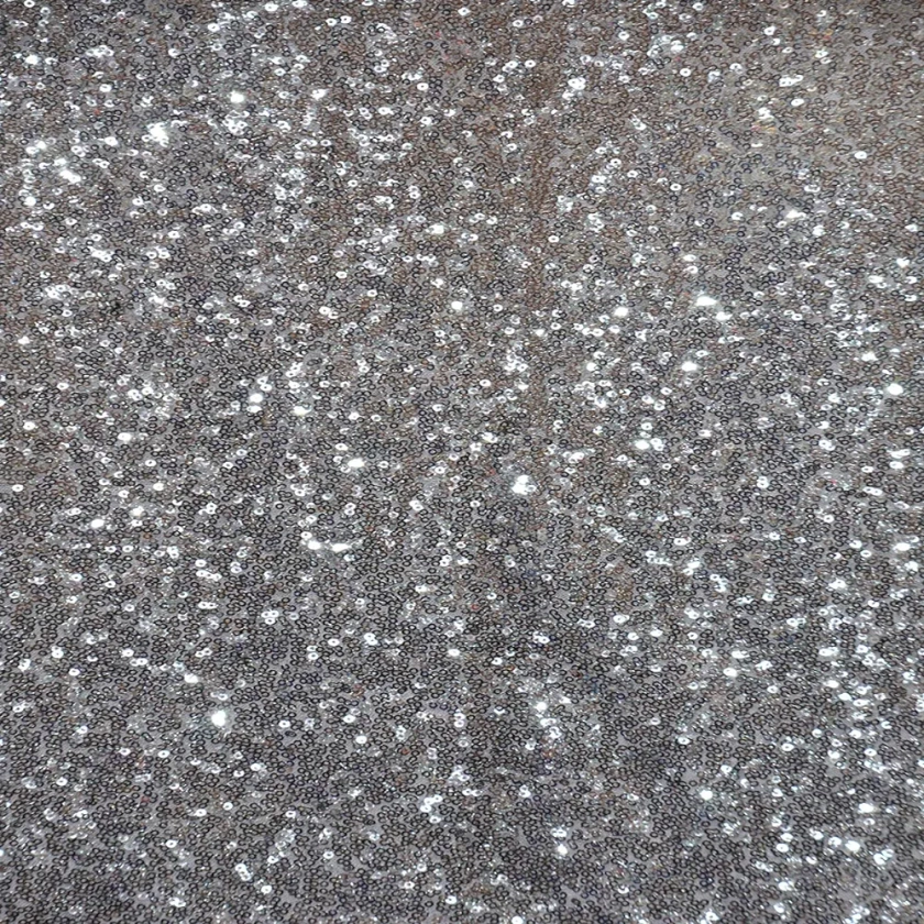 AK TRADING CO. Sparkly Glitz Sequins Beaded Fabric - by The Yard - Perfect for Decor, Home, Clothing, Event Decor, DIY Arts & Crafts and More. - Silver, 1 Yard