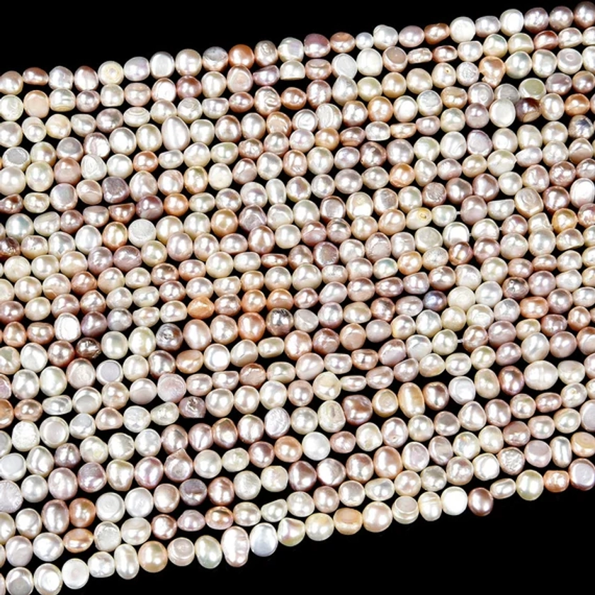 Natural Baroque Freshwater Ivory White Cream Pearl Gemstone Potato Nugget 5-7MM Loose Beads (S29)