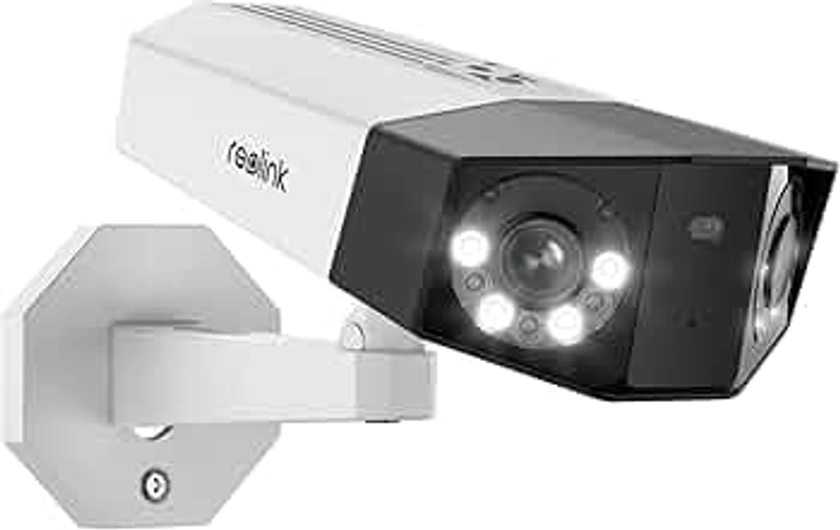 Reolink 4K Outdoor Caméra Surveillance à Double Objectif Vision 180°, Caméra IP PoE Extérieure, Détection Personne/Véhicule/Animaux, Vision Nocturne Couleur, Audio Bidirectionnel, Étanche, Duo 2 PoE