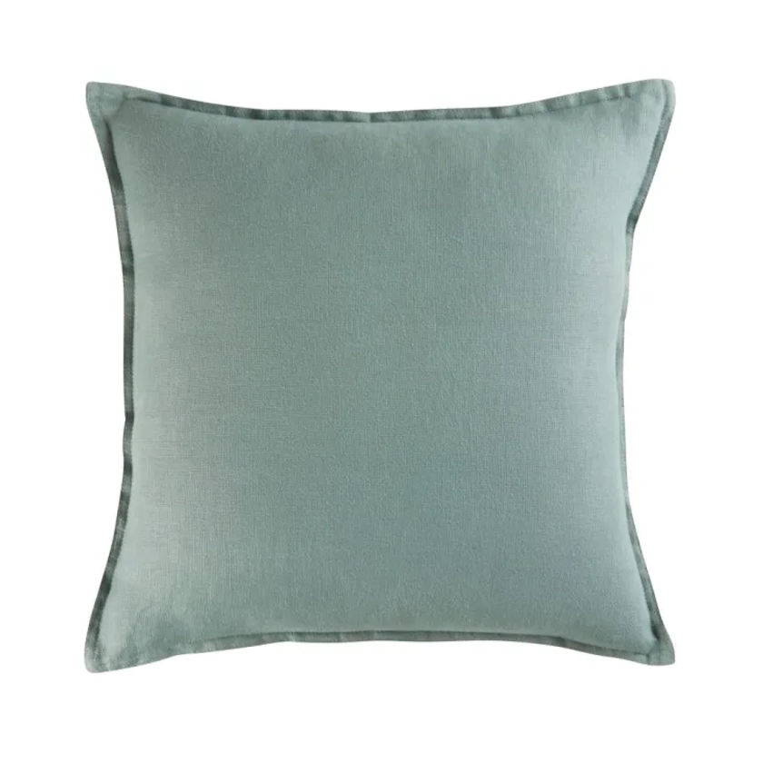 Coussin en lin lavé vert jade 45x45