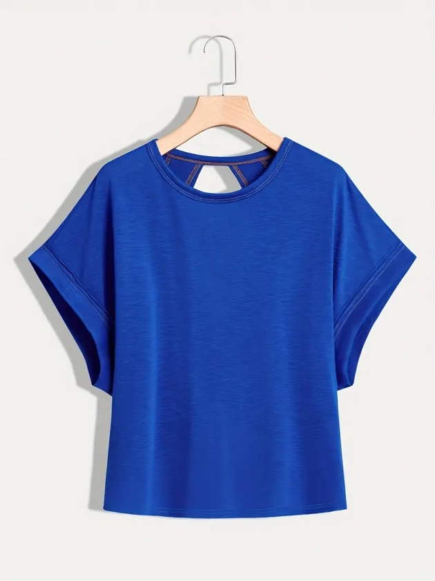 Solid Color Backless T shirt Casual Short Sleeve T shirt - Temu