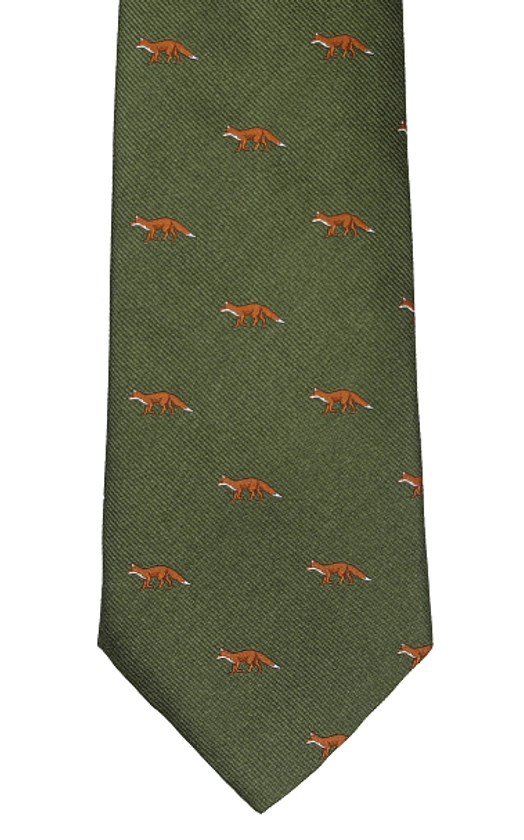 English Silk Green Fox Tie