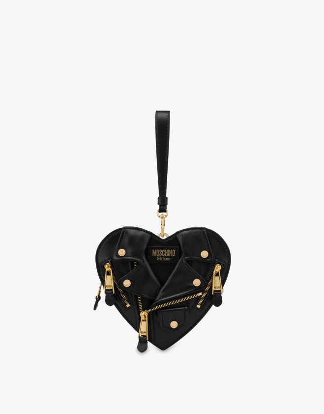 MOSCHINO SMALL HEART BIKER BAG