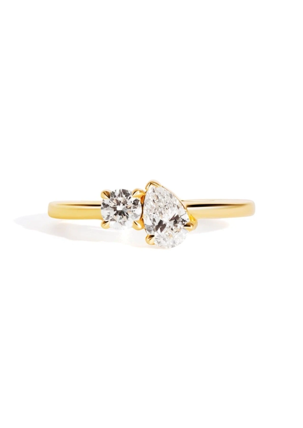 The Toi Et Moi Ring with 0.27ct Round and 0.48ct Pear Cultured Diamond