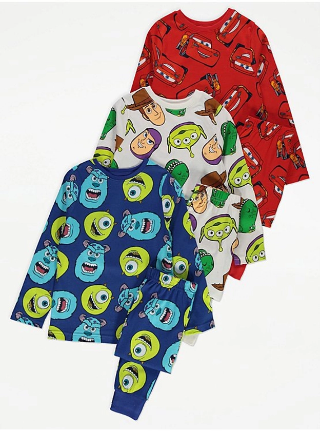 Disney Pixar Character Long Sleeve Pyjamas 3 Pack