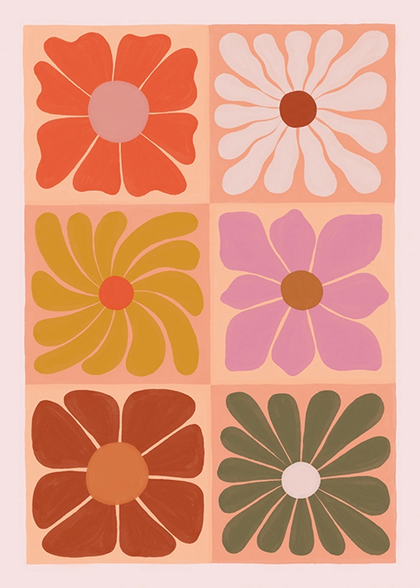 Flower Grid Poster Affiche