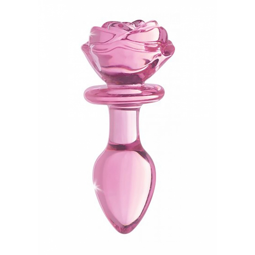 Plug anal en verre Pink Rose medium de Booty Sparks
